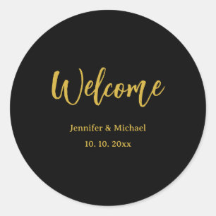 Metallic Gold & Black Professional Modern Elegant Classic Round Sticker