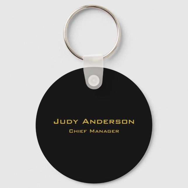 Metallic Gold & Black Professional Modern Elegant Keychain (Front)
