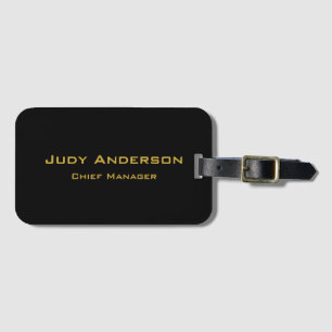 Metallic Gold & Black Professional Modern Elegant Luggage Tag