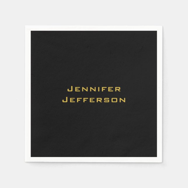 Metallic Gold & Black Professional Modern Elegant Napkins (Front)