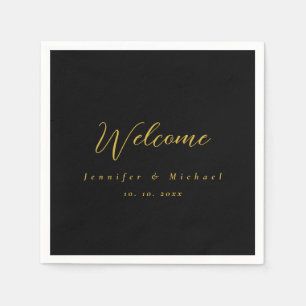 Metallic Gold & Black Professional Modern Elegant Napkins