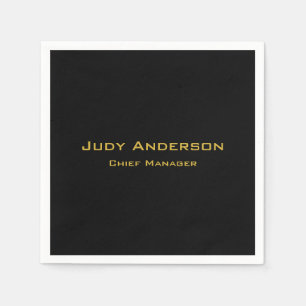 Metallic Gold & Black Professional Modern Elegant Napkins