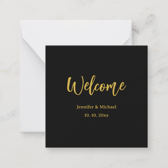 Metallic Gold & Black Professional Modern Elegant Note Card (Front)