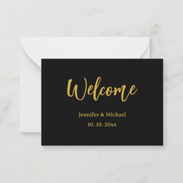 Metallic Gold & Black Professional Modern Elegant Note Card (Front)