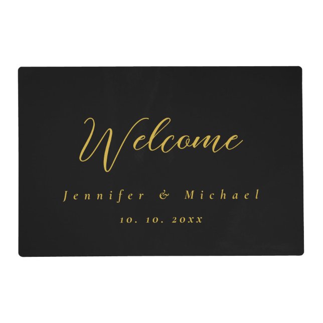 Metallic Gold & Black Professional Modern Elegant Placemat (Front)