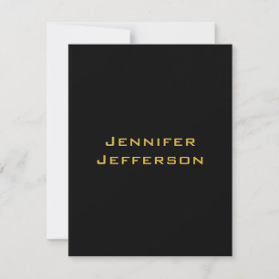 Metallic Gold & Black Professional Modern Elegant RSVP Card