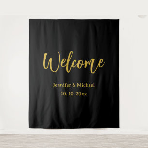 Metallic Gold & Black Professional Modern Elegant Tapestry