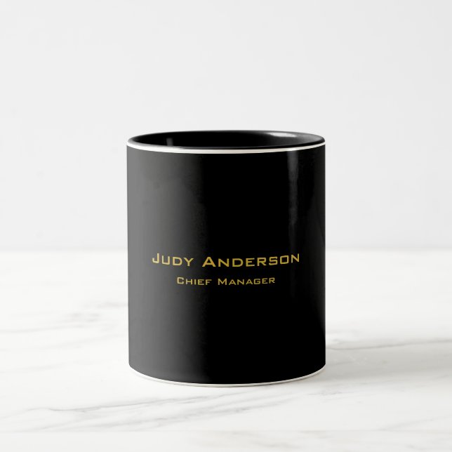 Metallic Gold & Black Professional Modern Elegant Two-Tone Coffee Mug (Center)