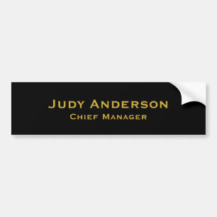 Metallic Gold & Black Professional Modern Name Pro Bumper Sticker