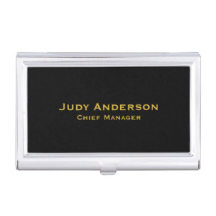 Metallic Gold & Black Professional Modern Name Pro Business Card Case