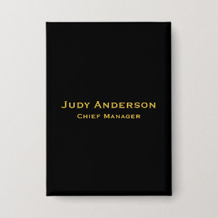 Metallic Gold & Black Professional Modern Name Pro Button