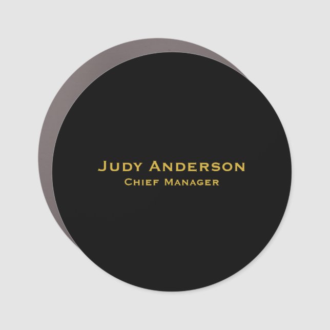 Metallic Gold & Black Professional Modern Name Pro Car Magnet (Front)