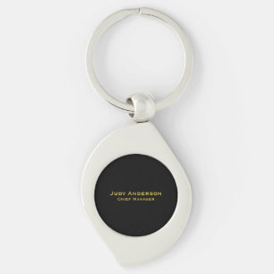 Metallic Gold & Black Professional Modern Name Pro Keychain
