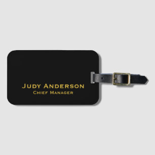 Metallic Gold & Black Professional Modern Name Pro Luggage Tag