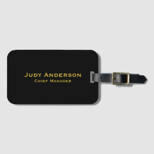 Metallic Gold & Black Professional Modern Name Pro Luggage Tag