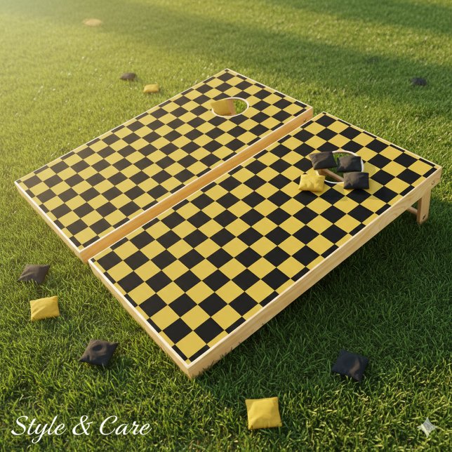 Metallic Gold Black Square Box Pattern Style Cornhole Set (Metallic Gold Black Square Box Pattern Style Cornhole Set)