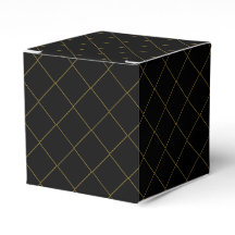 Metallic Gold Box Stripe Black Classic Favor Boxes