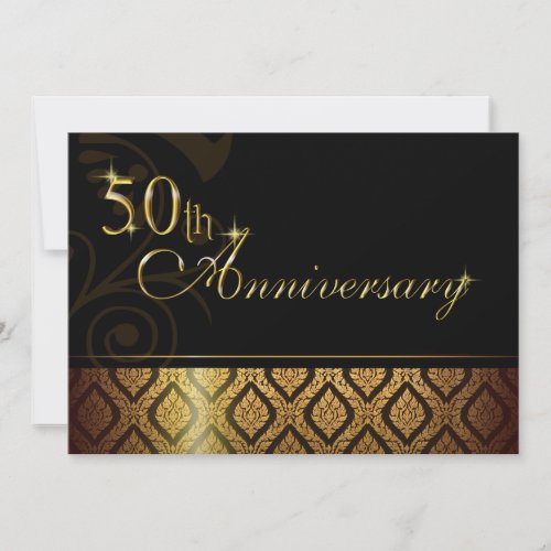 Metallic Gold Brocade 50th Anniversary Invitation