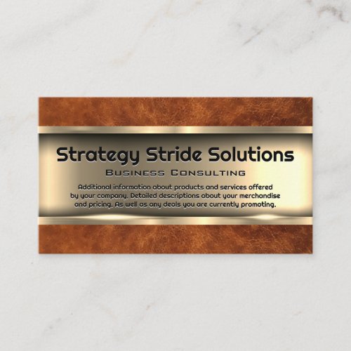 Metallic Gold  Brown Leather Business Card