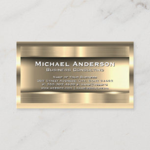 Metallic Gold Brushed Gold Border Business Card