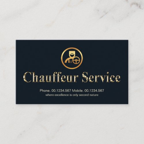 Metallic Gold Chauffeur Service Signage Driver Business Card