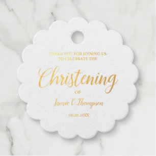 Metallic Gold Christening Baby Thank you Gift Foil Favor Tags