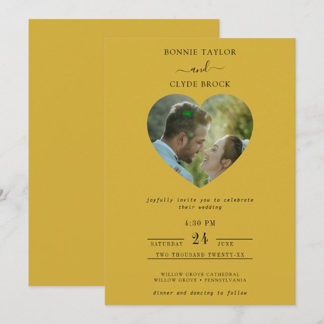 Metallic Gold Classic Elegant Wedding Invitation (Front/Back)