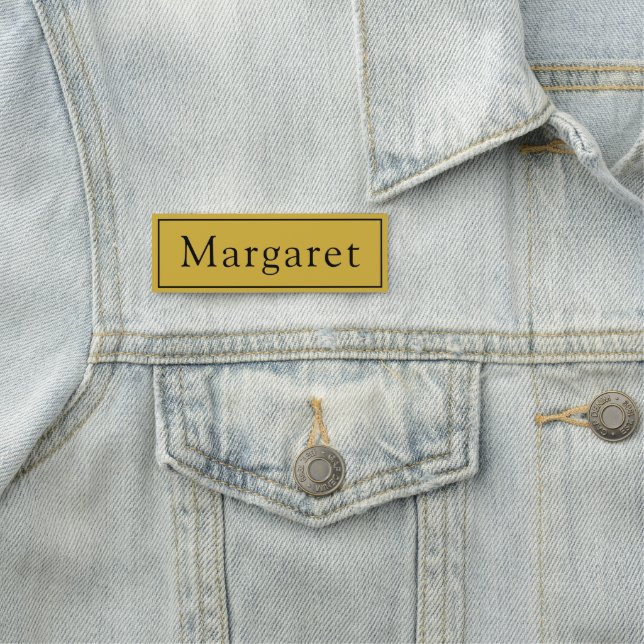 Metallic Gold Classic Name Tag With Custom Name (In Situ)