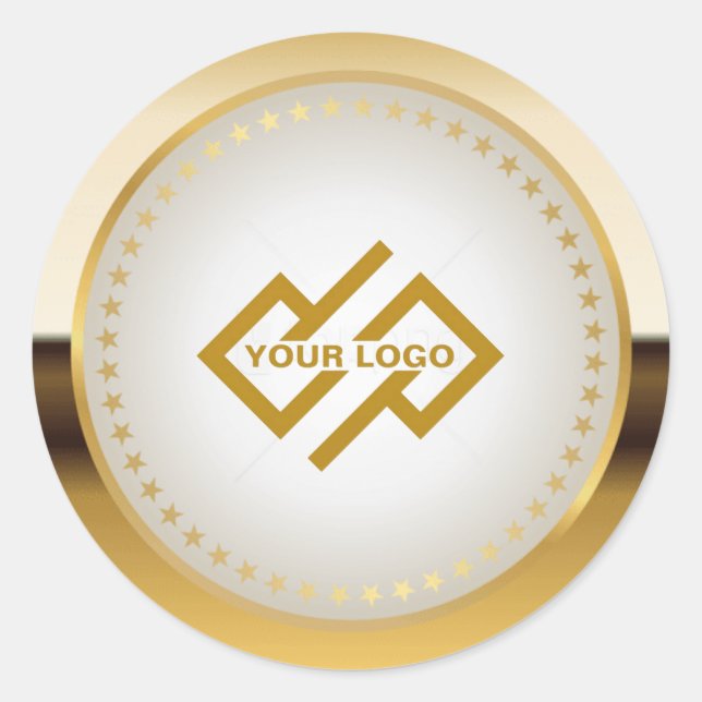 Metallic Gold Classic Round Sticker (Front)