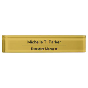 Metallic gold color elegant plain minimalist desk name plate