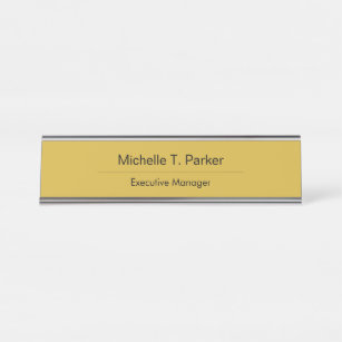 Metallic gold color elegant plain minimalist desk name plate
