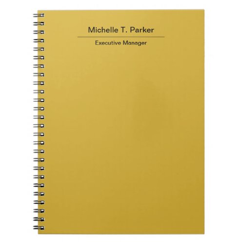 Metallic gold color elegant plain minimalist name  notebook
