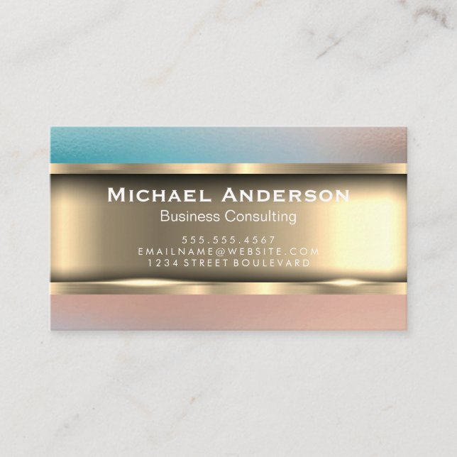 Metallic Gold | Colorful Gradient Business Card (Front)