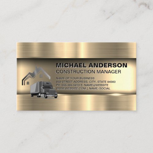 Metallic Gold  Construction Truck and Home Business Card
