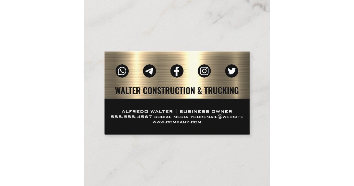 Metallic Gold Contact Icons Business Card Zazzle