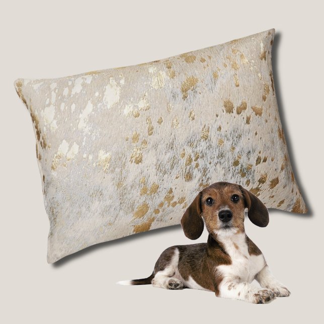 Metallic Gold Cowhide Print Pet Bed (Metallic Gold Cowhide Print Pet Bed)