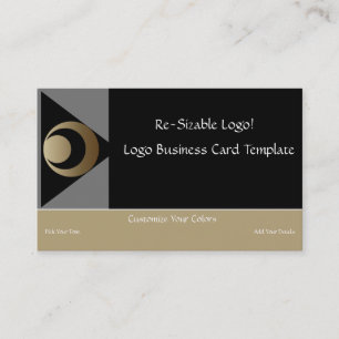 Metallic Gold Crescent Moon & Planets Logo Business Card