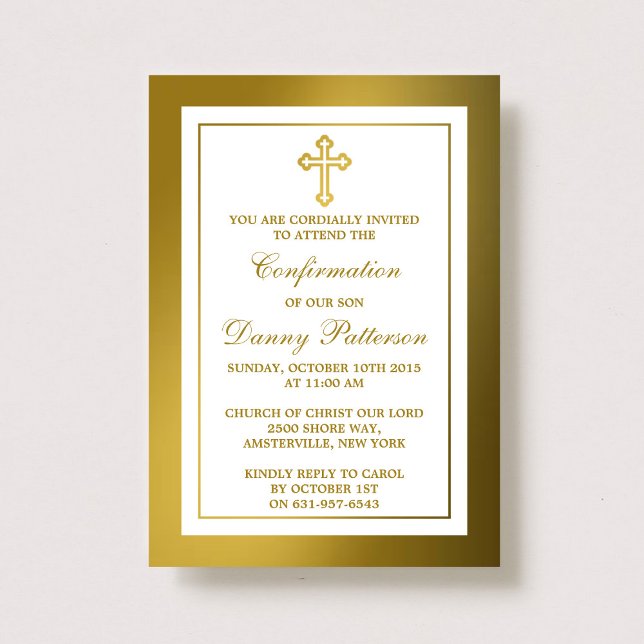 Metallic Gold Cross Holy Communion Or Confirmation Invitation (Creator Uploaded)