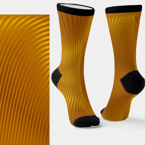 Metallic Gold Curves Geometric Shape Yellow Brown Socks