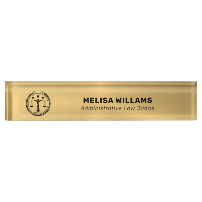 Metallic Gold Custom Logo Desk Name Plate (Front)
