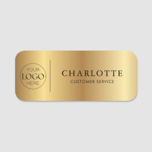 Metallic Gold Custom Logo Office Employee Staff Name Tag