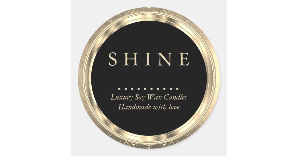 Metallic Gold Design and Black Classic Round Sticker | Zazzle