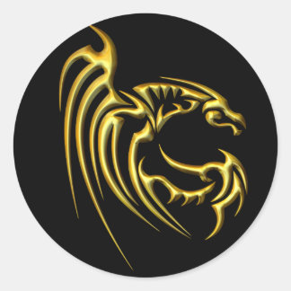 Metallic Gold Dragon Classic Round Sticker