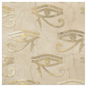 Metallic Gold Egyptian Eye on Ivory Fabric