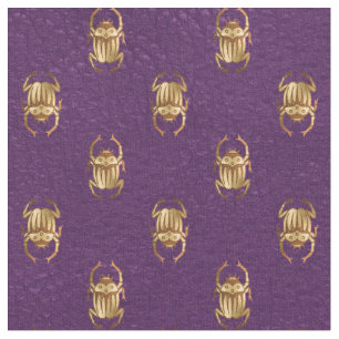Metallic Gold Egyptian Scarab Beetles on Purple Fabric
