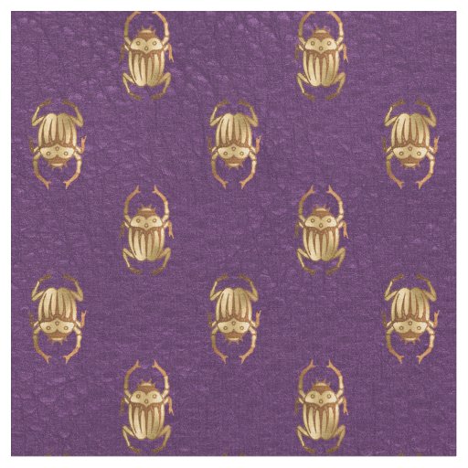 Metallic Gold Egyptian Scarab Beetles on Purple Fabric