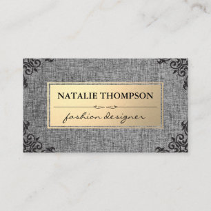 Metallic Gold / Fabric Gray / Ornate Business Card