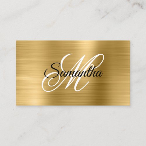 Metallic Gold Fancy Monogram Business Card