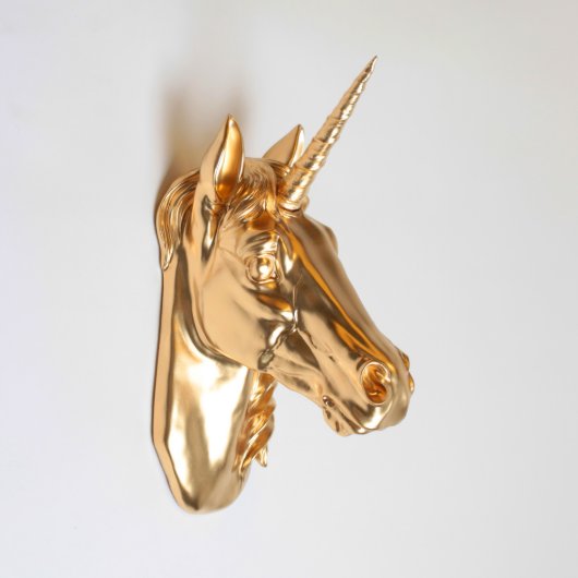 Metallic Gold Faux Unicorn Head (3/4)