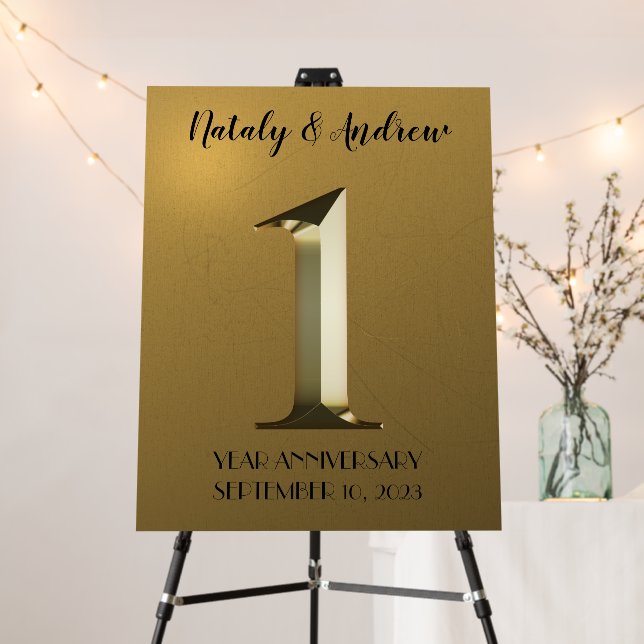 Metallic gold first wedding anniversary foam board (In Situ (Stand))
